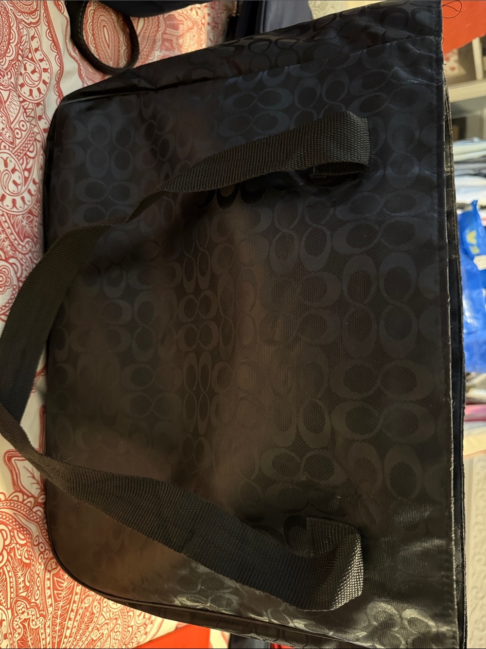 Coach Black Signature-Print Nylon Tote